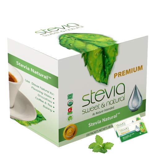 Natural Organic Stevia Packets Powder. All-Natural Stevia Sweetener, Best Sugar Substitute, 100% Pure Stevia. Zero Calories, Diabetic & Keto Friendly