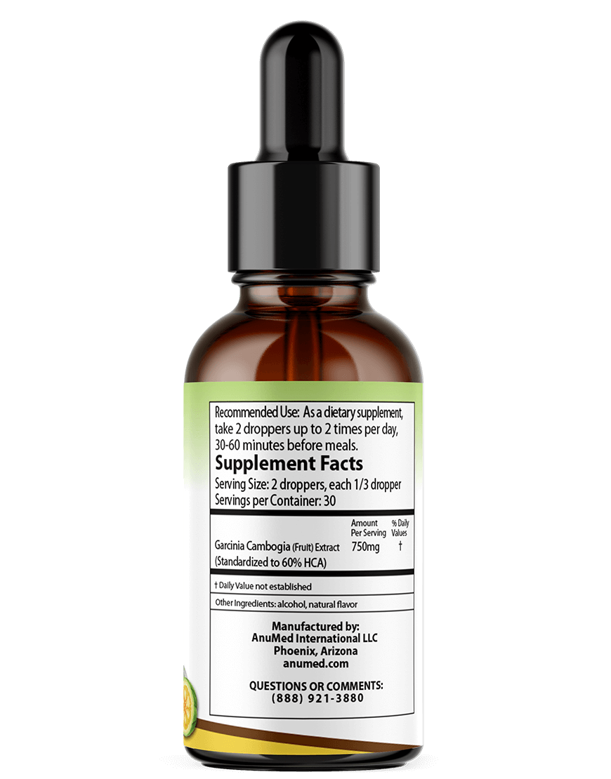 Garcinia Cambogia Liquid Drops 750mg Pure Fruit Extract with (60% HCA) for Appetite Suppressant, Natural Fat Burner, Carb Blocker, Metabolism Booster